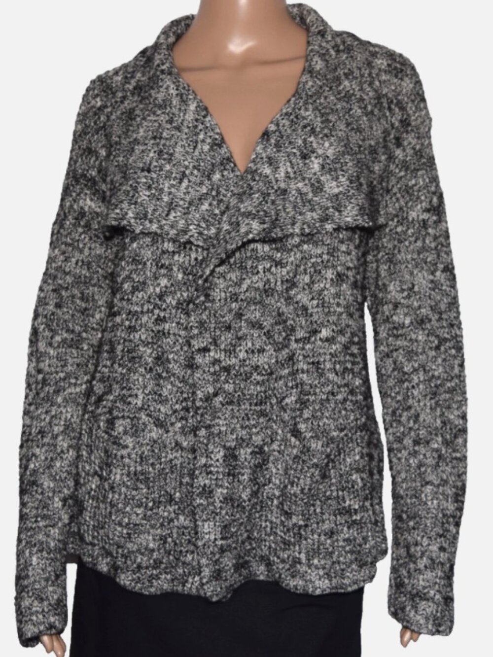 EILEEN FISHER Gray Open Front Organic Cotton Alpaca Cardigan Size PM